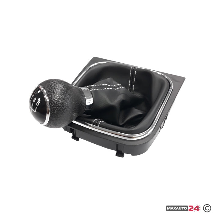 Топка за скоростен лост с маншон съвместима с  Golf V/VI (03-12) с 5 скорости - бял конец