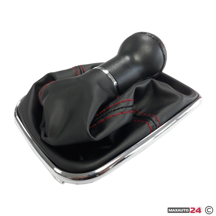 Топка за скоростен лост с маншон съвместима с VW Golf / Bora с 6 скорости - червен конец