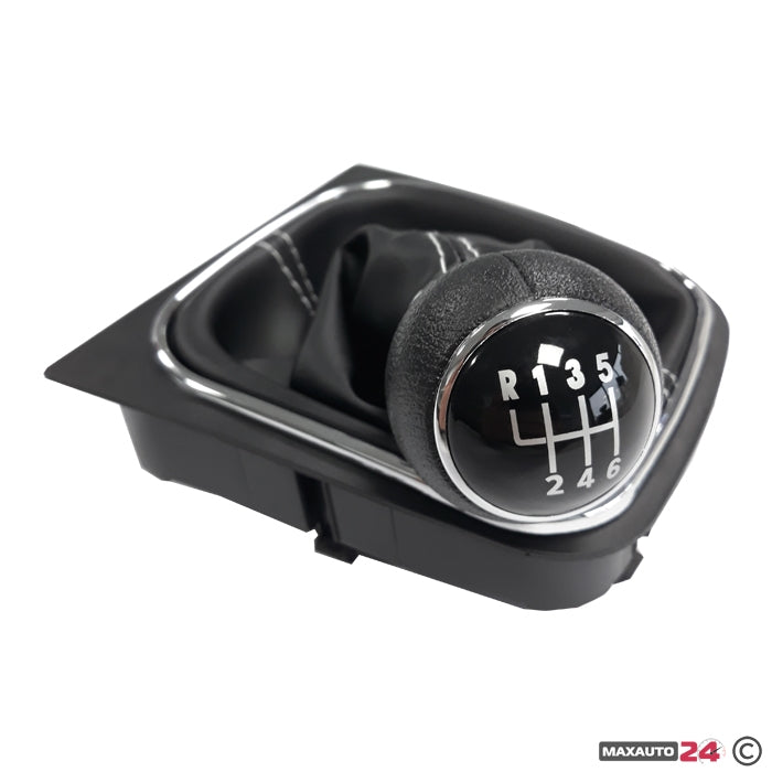 Топка за скоростен лост с маншон съвместима с VW Golf V / VI 03-12 с 6 скорости - бял конец