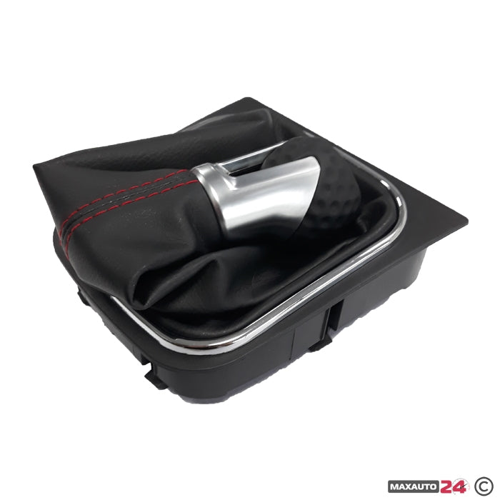 Топка за скоростен лост с маншон съвместима с VW Golf GTI 03-12 с 5 скорости - червен конец