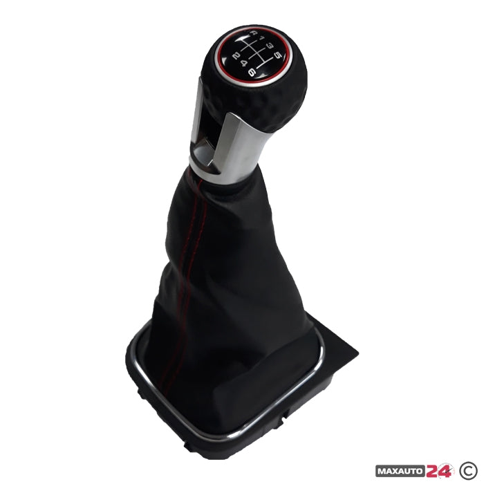 Топка за скоростен лост с маншон съвместима с VW Golf GTI 03-12 с 6 скорости - червен конец