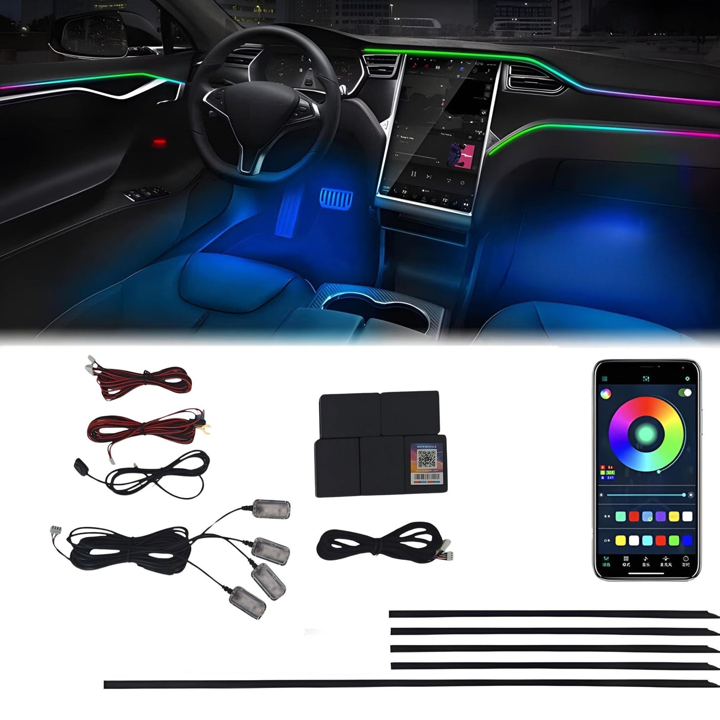 Комплект Диодни Светлини за Автомобилен Интериор - PG355