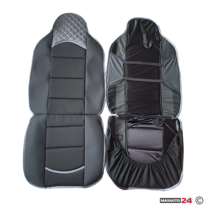 Комплект универсални калъфи за седалки на МПС - 2бр/к-т - черно със сиво