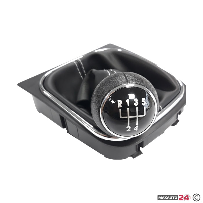 Топка за скоростен лост с маншон съвместима с  Golf V/VI (03-12) с 5 скорости - бял конец