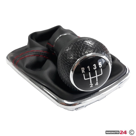 Топка за скоростен лост с маншон съвместима с VW Golf / Bora с 5 скорости - червен конец