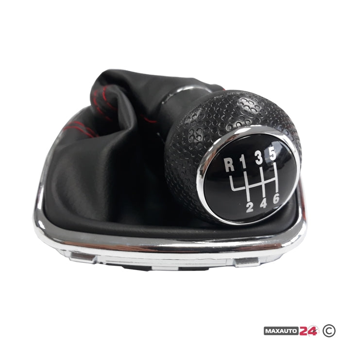 Топка за скоростен лост с маншон съвместима с VW Golf / Bora с 6 скорости - червен конец