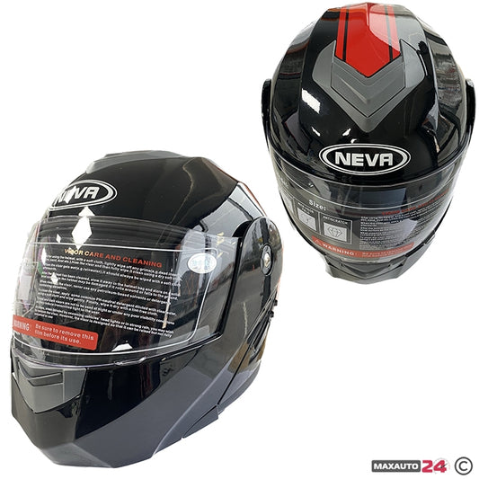 Каска за мотор - 2402-4 чернo / червено ГЛАНЦ