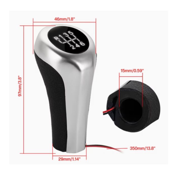 Топка за скоростен лост PA756 - 6 Скорости - Светеща - Сива